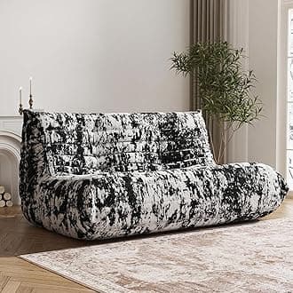 Bean Bag Chair, Loveseat Fireside Chair Bean Bag Sofa Large Bean Bag Chair for Adults, 2 Seater Bean Bag Chairs for Teens with High Density Comfortable Foam, Bean Bag for Living Room (Black Pattern)