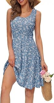 STYLEWORD Women's 2026 Summer Dress Casual Sleeveless Scoop Neck A-Line Tank Midi Sundress
