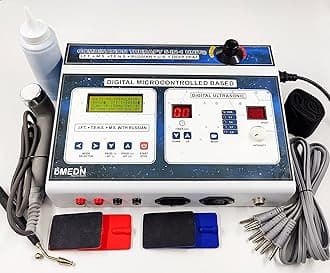 BMEDN Digital Lcd 5 In 1 (IFT MS Tens With 125 program + Ultrasonic + Deep Heat) 5 In 1 Comboination Electrotherapy-Physiotherapy Machine/Device,Corded electric Off white