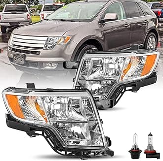 JSBOYAT Headlights Assembly w/Bulbs for 2007-2010 Ford Edge [Halogen Type] OEM Headlamp Replacement FO2503228 FO2502228 (Driver & Passenger Side)