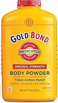 Gold BondMedicated Body Powder Original Strength 10 oz. (3 Pack), Cooling, Absorbing, Itch Relief