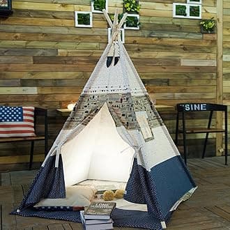 Teepee Tent for Kids-Portable Children Play Tent Indoor Outdoor (Aircraft Blue)