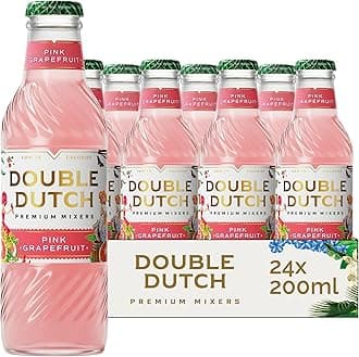 Double Dutch Pink Grapefruit Soda | Low Calorie Diet Soft Drink | 100% Natural Ingredients | Gluten Free, Vegan Friendly Premium Mixer Perfect For Gin, Vodka & Cocktails | 24 x 200ml Bottles