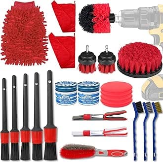 GOH DODD Car Detailing Kit, 24 Pieces Detailing Brush Set Car Interior Detailing Kit for Wash Cleaning Wheels, Interior, Exterior, Leather, Dashboard, Air Vents, Emblems