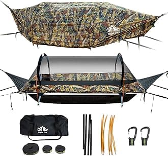 Flat Lay Hammock Tent with Mosquito Net Waterproof Rainfly for 1 Person Backpacking Hiking Camping Lightweight 330LBS 87x28x19in