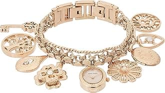 Anne Klein Women's Premium Crystal Accented Charm Bracelet Watch