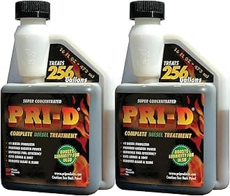 PRI-D Diesel Fuel Treatment and Stabilizer 16 oz (Pack of 2) Super Concentrated Formula Improves Lubricity & Fuel Stability, Enhances Engine Performance, Reduces Emissions, Protects Diesel Fuel System
