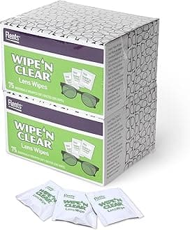 Lens Wipes, Wipe 'N Clear, 150 Count, Pre-Moistened, Streak-Free, Safe for Glasses, Sunglasses, Gentle Cleaning, Clear Vision, Individually Wrapped for Travel & Convenience, Made in the USA