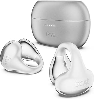 Airdopes Loop in Ear Earbuds Bluetooth W/Clip-On Fit, Air Conduction Tech, 50HRS Battery, 4Mics Enx, Dual EQ Modes, 12Mm Drivers, 40Ms Latency, ASAP Charge, OWS Ear Buds Earphones(Pearl White)