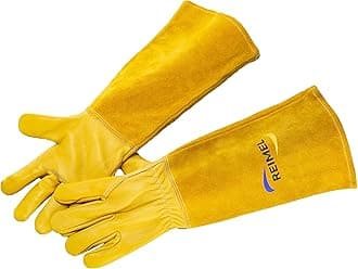 Heavy Duty Thorn Proof Gardening Gloves: Leather Gauntlet Gloves for Rose Pruning and Other Tough Tasks for Men and Women. (Large)