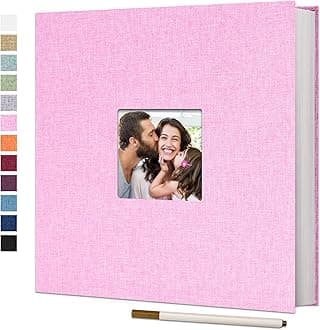 Large Photo Album Self Adhesive for 4x6 8x10 Pictures Linen Scrapbook Album DIY 40 Blank Pages with A Metallic Pen