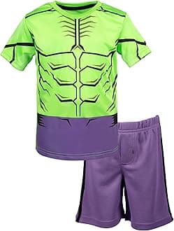 Marvel Avengers Captain America Iron Man Venom Hulk Cosplay Athletic T-Shirt and Shorts Outfit Set Toddler to Little Kid