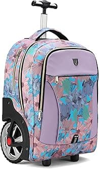 Rolling Backpack with Wheels for Business, Travel & Commute - Carry On with Laptop Compartment, Fits 15.6 Inch Laptop - Wheeled Backpack for Adults (Pink, 20inch)