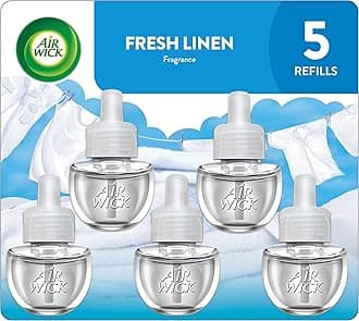 Air Wick Scented Oil Refill Plug in Air Freshener Essential Oils, Snuggle Fresh Linen, 5ct, 3.38 Fl Oz