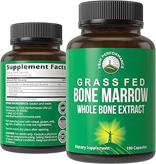 Grass Fed Bone Marrow - Whole Extract Supplement 180 Capsules - Superfood Pills Rich in Collagen, Vitamins, and Amino Acids - from Matrix Cartilage - Ancestral Tablets