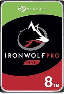 Seagate IronWolf Pro 8TB NAS Internal Hard Drive HDD - 3.5 inches SATA 6Gb/s 7200 RPM 256MB Cache for RAID Network Attached Storage, Data Recovery Service - Frustration Free Packaging (ST8000NE001)