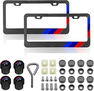 DGDRHZ License Plate for BMW Premium Carbon Fiber Steel License Plate Holder Compatible All Vehicle License Plate Tag Cover Fit Accessories Included