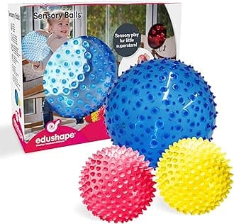 Sensory Balls Set - Pack of 3 Vibrant Colorful and Unique Textured Solid Color Sensory Balls for Baby - Enhances Gross Motor Skills for Kids Aged 6 Months and Up