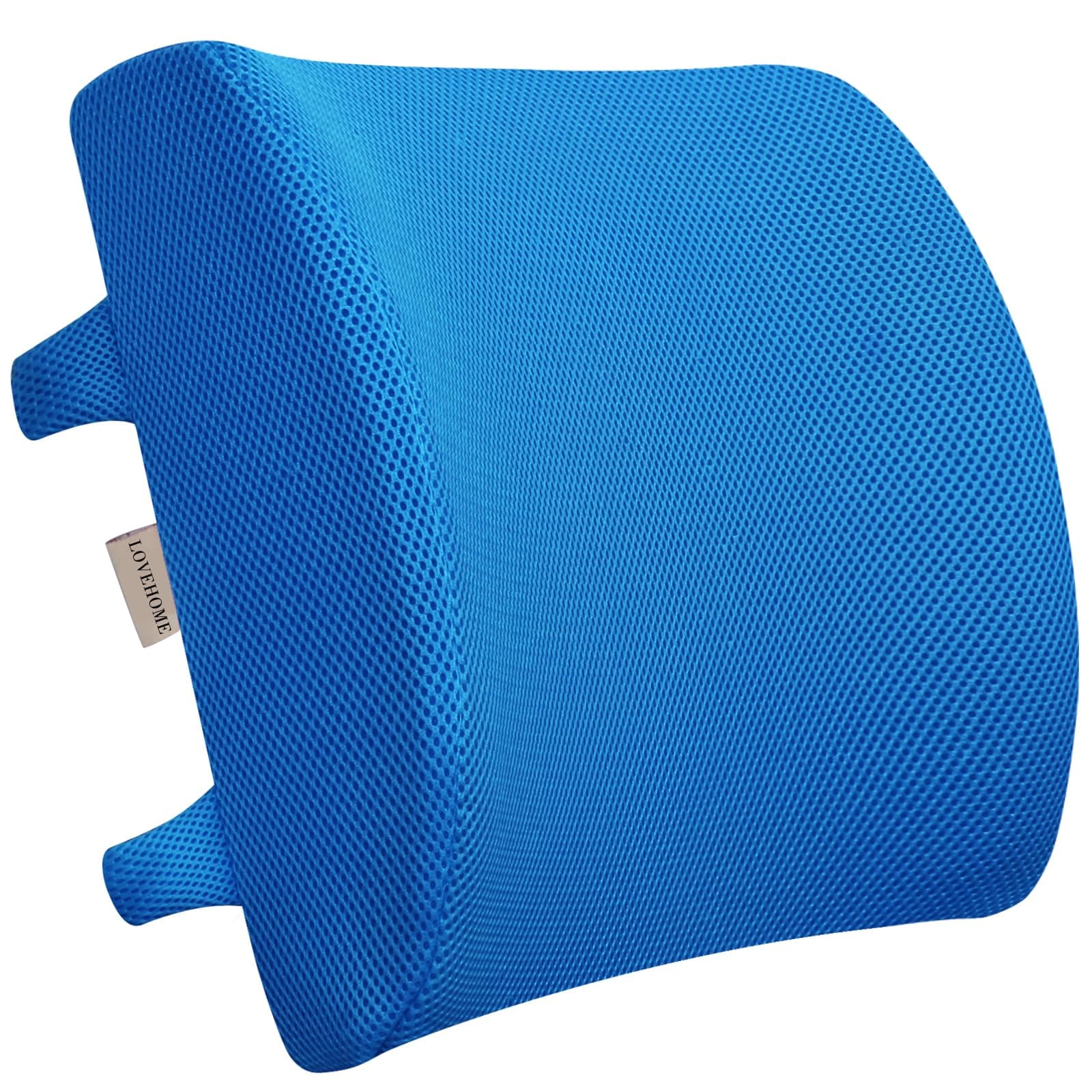 Memory Foam Lumbar Support Back Cushion with 3D Mesh Cover Balanced Firmness Designed for Lower Back Pain Relief- Ideal Back Pillow for Computer/Office Chair, Car Seat, Recliner etc. (Azure)