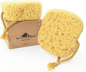 myHomeBody Bath Sponge, Foam Loofah, Body Scrubber for Bathing, Exfoliating Shower Pouf for Shower – Large Size, Lots of Lather, Square, 2 Pack