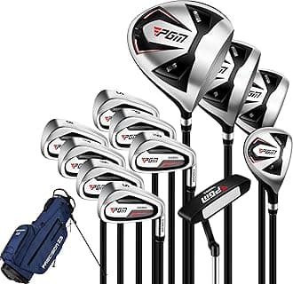 Men's Golf Club Set with 12pcs Clubs - 4 Woods(#1,3,5,4H), 7 Irons(#5,6,7,8,9,PW,SW), and 1 Putter - Golf Stand Bag