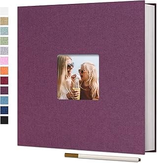 Large Photo Album Self Adhesive for 4x6 8x10 Pictures Scrapbook Album DIY 40 Blank Pages with A Metallic Pen