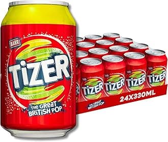 Barr Tizer - Fizzy Drinks 24 Pack x 330ml Cans - Tangy Citrus Flavour Soft Drinks Cans