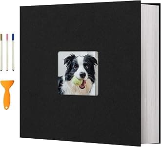 Vienrose Photo Album Self Adhesive 13x12.6 inches for 600 Photos Scrapbook 120 Pages Black