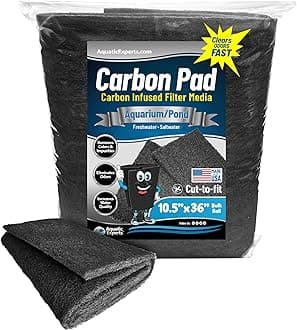 Aquarium Carbon Pad – Cut‑to‑Fit Carbon Infused Filter Pad Media for Crystal Clear Fish Tanks and Ponds, 3/8"–1/2" Thick (10.5 Inch Width, 36 Inch Long)