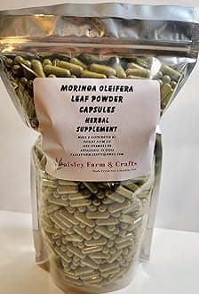 Moringa Oleifera Leaf Capsules Non GMO - Herbal Supplement - 100% Pure Leaf Powder! (1200) - Made Fresh On Demand!