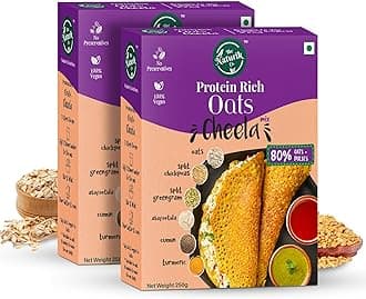 The Naturik Co. Oats Chilla Mix 200 grams (Pack Of 2) : Instant, Ready-to-Cook Cheela & Dosa Mix with 80% Oats & Pulses, High-Protein Healthy Breakfast Option for Kids & Family | As Seen On Shark Tank