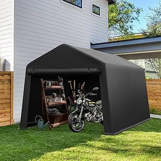 Portable Storage Shed 8x14ft, Heavy Duty Outdoor Carport Canopy with Rolled up Zipper Door for Bikes, Motorcycles, Outdoor Tools