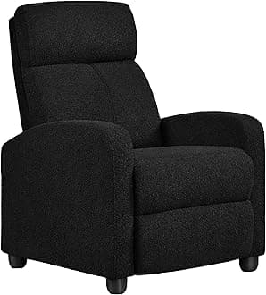 Yaheetech Boucle Recliner Chair Single Sofa Home Theater Seating Adjustable Modern Single Reclining Chair for Living Room Bedroom Home Theater Black