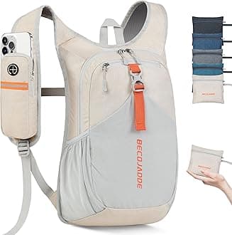 15L Small Hiking Backpack for Men Women Foldable Packable Back Pack Ultralight Hiking Daypack for Travel Camping Outdoor, Beige