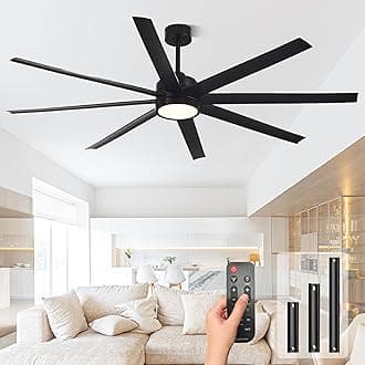 Modern Ceiling Fans with Lights, 72 Inch Ceiling Fan with Light and Remote, Bedroom Living Room Library Cafe Outdoor/Industrial,24W 3CCT Dimmable, 8 Blades 6 Speed Reversible Quiet DC Motor, Black