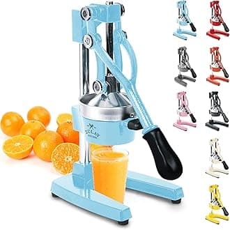 Zulay Professional Citrus Juicer - Manual Citrus Press and Orange Squeezer - Metal Lemon Squeezer - Premium Quality Heavy Duty Manual Orange Juicer and Lime Squeezer Press Stand - Blue