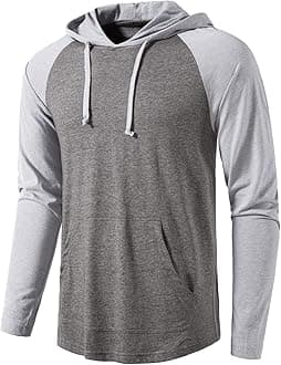Men's Gym Workout Active Long Sleeve Pullover Lightweight Hoodie Casual Hooded Sweatshirts