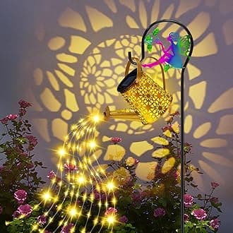 Solar Watering Can with Lights, Waterproof Solar Lantern with Fairy Shepherd Hook, Hanging Solar Garden Lights for Patio Yard Lawn Porch Outdoor Decoration, for Christmas & Thanksgiving Gifts