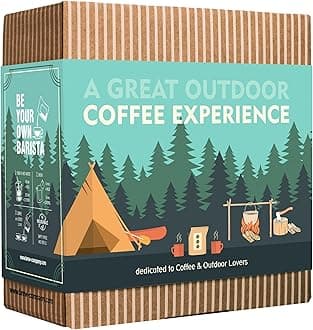 Outdoor Coffee Gift Set for Men & Women - 5 of The World's Finest Single Estate Specialty & Organic Coffees | Brew & Enjoy Anytime, Anywhere | Camping & Traveller Themed Assortment Box for Him & Her
