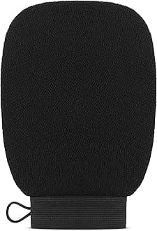 Valitic Exfoliating Glove Body Scrubber - Exfoliating Mitt Dead Skin Remover, Shower Face and Body Exfoliator - Korean Style Skin Scrubber Washcloth - Spray and Self Tan Remover, 1 Black
