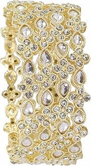 ZULKAGold Plated Metal Bangles Set For Women & Girls with Kundan & Zircon Stone | Traditional Girl's Bangles Bracelet | Designer Kangan | Golden Bangles For Wedding, Party, Etc- Set of 4
