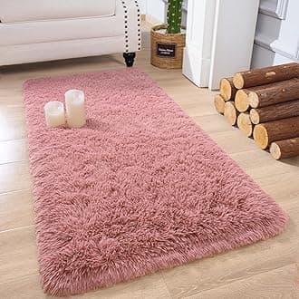 Chicrug Soft Runner Rug for Bedroom Living Room Plush Fluffy Rug 2x4 Feet, Shag Furry Runner Carpet Non Shedding for Nursery Children Kids Girls Room Home Decorative, Blush