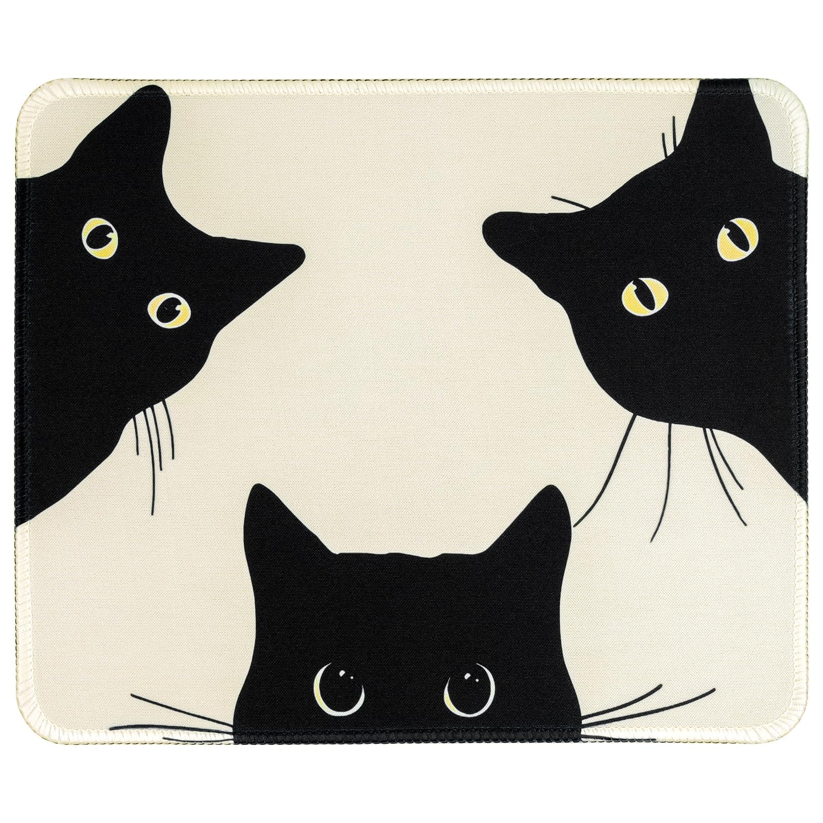 Funny Mouse Mat Square Cute Mouse Pad for Wireless Mouse Small Office Computer Mousepad for Desk Laptop with Non-Slip Rubber Base (Three Cats)