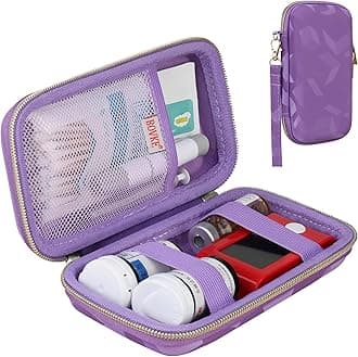 BOVKE Diabetic Supplies Travel Case, Storage Carrying Bag for Diabetes Testing Kit, Blood Glucose Monitor Meters, Test Strips, Medication, Lancets, Needles, Syringes & Diabetic Suppliess, Purple Cube