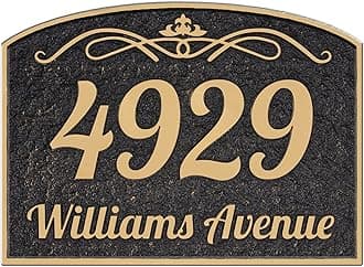 Address Plaque - Handcrafted Carving Sign - Large House Number - Vintage Address Plaque - 10" x 7.4" - Personalized Address Plaquer for Yard Sign, Enterprise, Office, 911 Visibility Signage (Styles 11)
