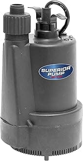 Superior Pump 91330 2400GPH Thermoplastic Submersible Utility Pump with 10-Foot Cord, 1/3 HP