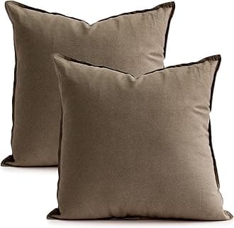 Jeanerlor Set of 2 Decorative 26"x26" Cotton Linen Chair Throw Pillow Case Green for Sofa Durable Classy, Comfortable Cushion Cover for Coffee Shop/Bar (65 x 65cm) Khaki