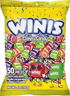 Chewy Candy Winis Original Variety Bag – Taffy Candy 50 individually wrapped pieces- Size 4 Oz Bag Assorted Easter Candy Mix