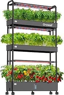 90-Pod Hydroponics Growing System, Large Vertical Hydroponic Garden with Smart Full-Spectrum Grow Lights, Auto Circulating Water, Mobile Indoor Gardening System for Herbs, Vegetables & Fruits