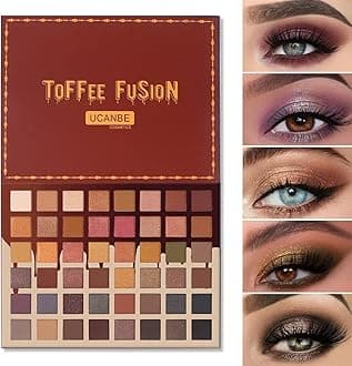 Toffee Fusion Nude Eyeshadow Palette, 48 Neutral Shades Naked Eye Shadow Makeup Pallet, High Pigmented Matte Glitter Shimmer Make Up Kit for Women Girls